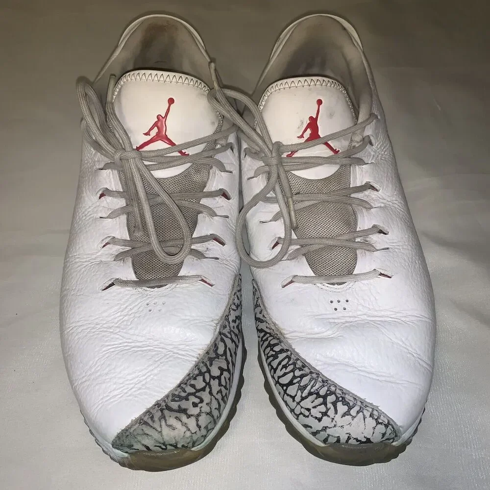 Nike Jordan ADG Golf Shoes White Cement Fire Red AR7995-100 Men's Size 11.5